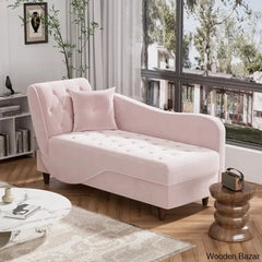 Garrison Velvet Upholstered Chaise Lounge - Wooden Bazar Pink