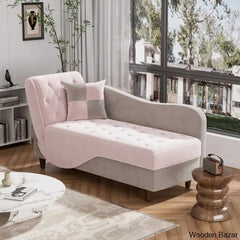 Garrison Velvet Upholstered Chaise Lounge - Wooden Bazar Pink/Gray