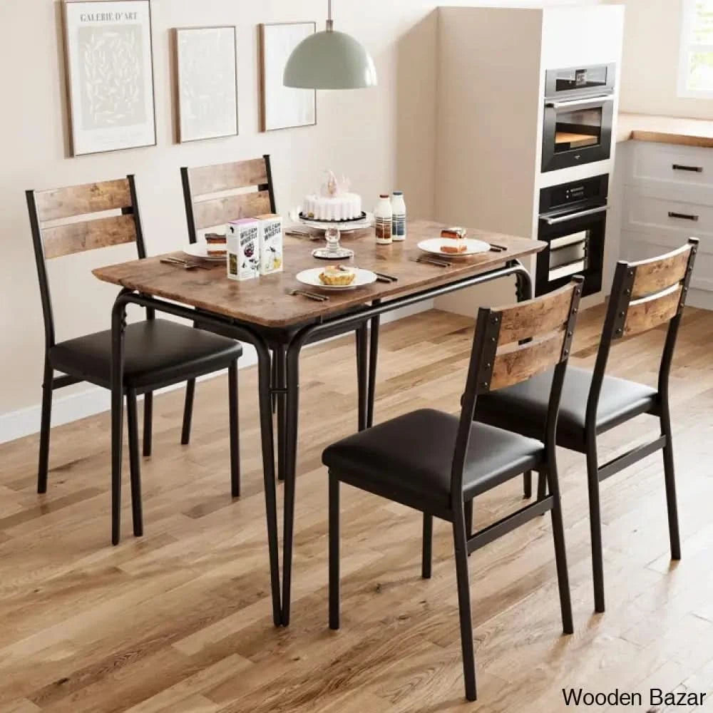 Gary Luxury 4 Seater Dining Table Set For Homes Brown