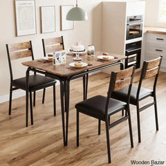 Gary Luxury 4 Seater Dining Table Set For Homes Brown