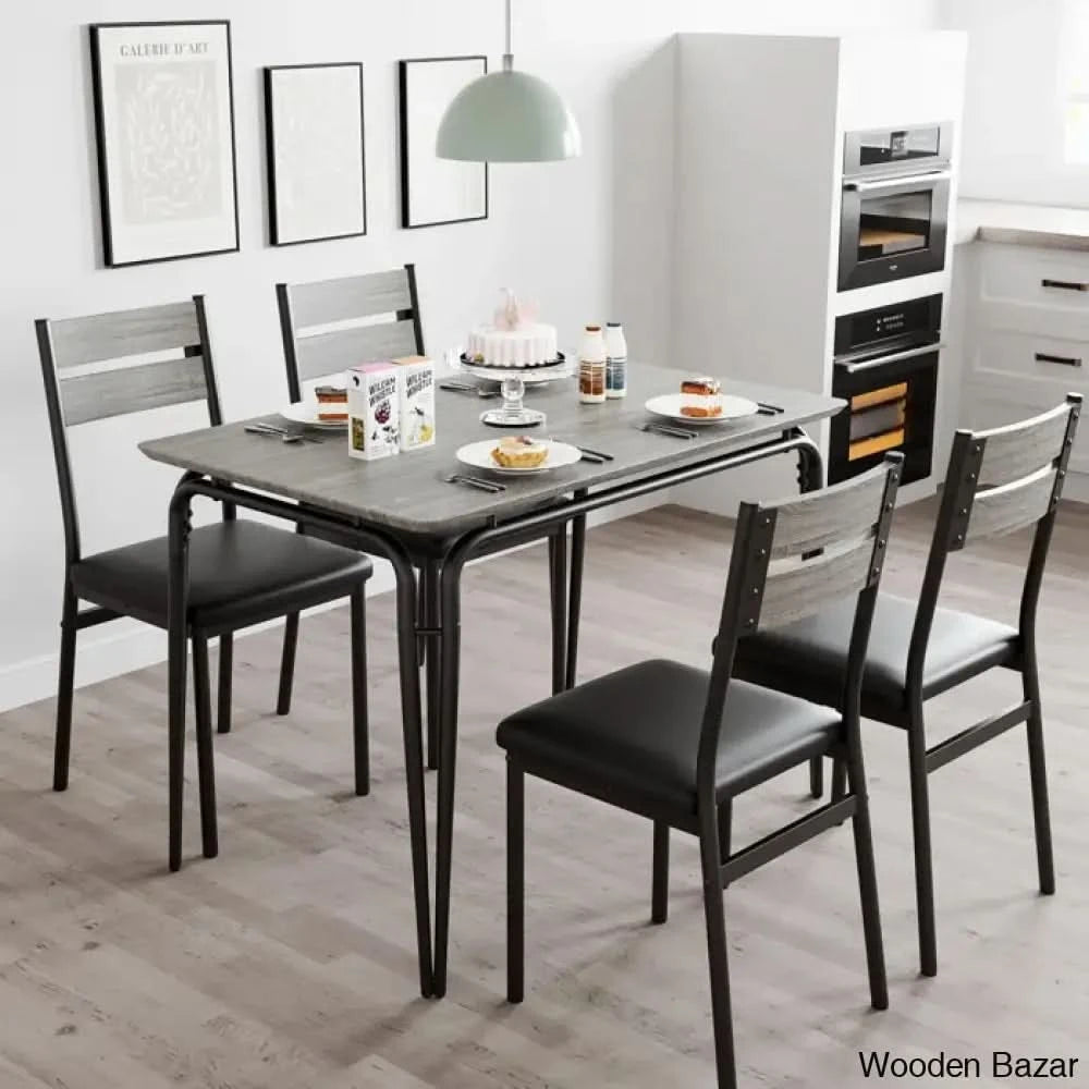 Gary Luxury 4 Seater Dining Table Set For Homes Gray