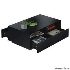 Gastelumi Led Coffee And Center Table With Colorful Rgb Lights & 4 Drawers