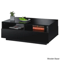 Gastelumi Led Coffee And Center Table With Colorful Rgb Lights & 4 Drawers