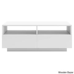 Gastelumi Led Coffee And Center Table With Colorful Rgb Lights & 4 Drawers