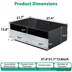 Gastelumi Led Coffee And Center Table With Colorful Rgb Lights & 4 Drawers