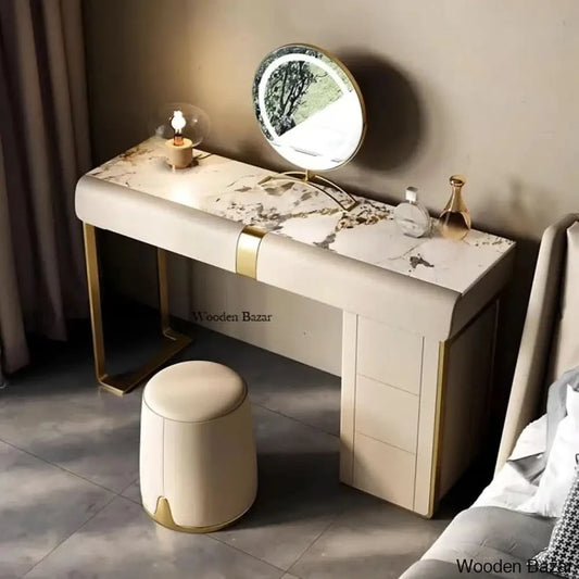Geldmacher Vanity Dressing Table With Lighted Mirror And Stool