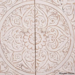 Gene Distress White Mango Wood Cabinet - Wooden Bazar
