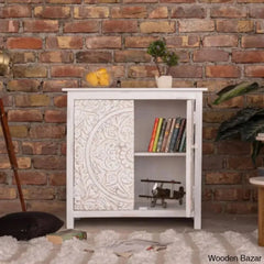 Gene Distress White Mango Wood Cabinet - Wooden Bazar