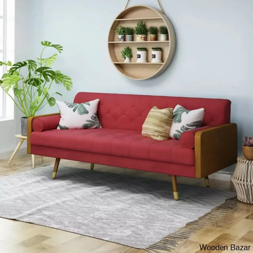 Genesis Modish Mid-Century Modern Sofa In Sleek Design Meets Timeless Comfort Red