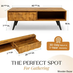 Georgina Solid Wood 4 Legs Coffee And Center Table With Storage