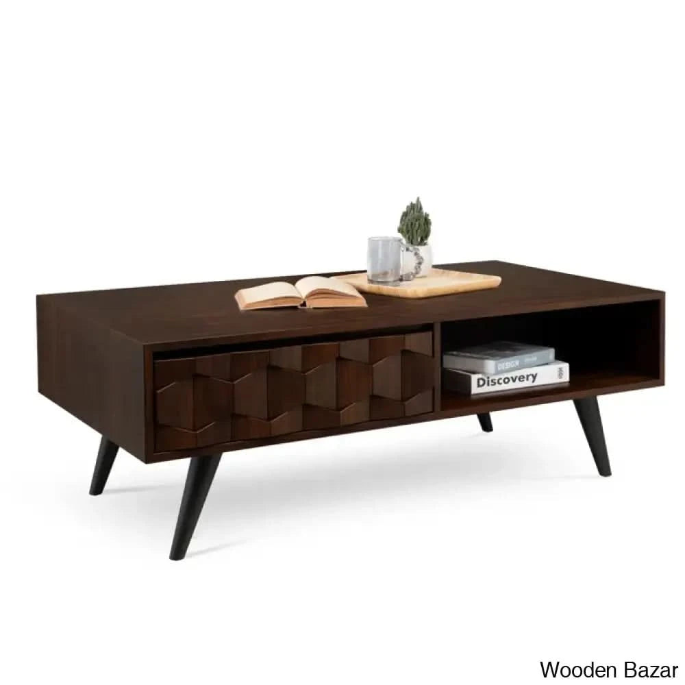 Georgina Solid Wood 4 Legs Coffee And Center Table With Storage