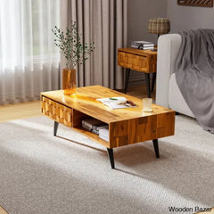 Georgina Solid Wood 4 Legs Coffee And Center Table With Storage