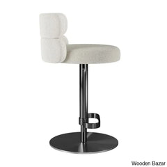 Giacamoy Adjustable Height Swivel Velvet Counter And Bar Stool In Stainless Steel - Modern Design
