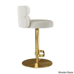 Giacamoy Adjustable Height Swivel Velvet Counter And Bar Stool In Stainless Steel - Modern Design