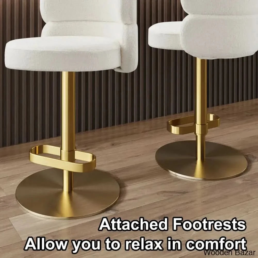 Giacamoy Adjustable Height Swivel Velvet Counter And Bar Stool In Stainless Steel - Modern Design