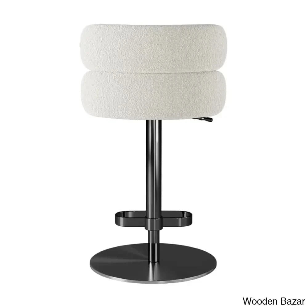 Giacamoy Adjustable Height Swivel Velvet Counter And Bar Stool In Stainless Steel - Modern Design