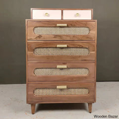 Gilda Elevated Lifestyle Solid Wood Rattan Cane 4 Chest Of Drawers