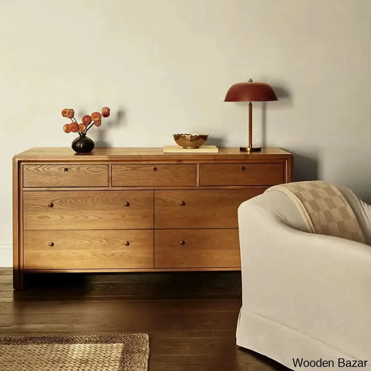 Giselle Elegant Efficiency Solid Wood Caldwell Barley 7-Drawer Chest