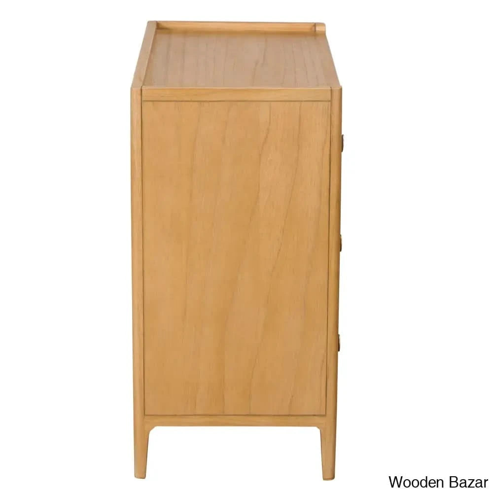 Githa Solid Wood Bali Rattan 3 Drawer Chest - Wooden Bazar