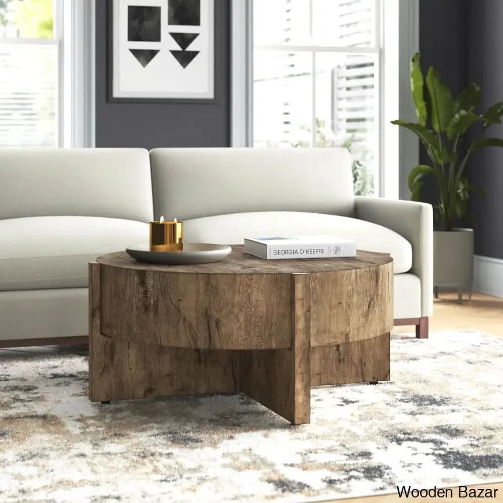 Glendo Cross Legs Coffee Table And Center Table Rustic Oak Veneer