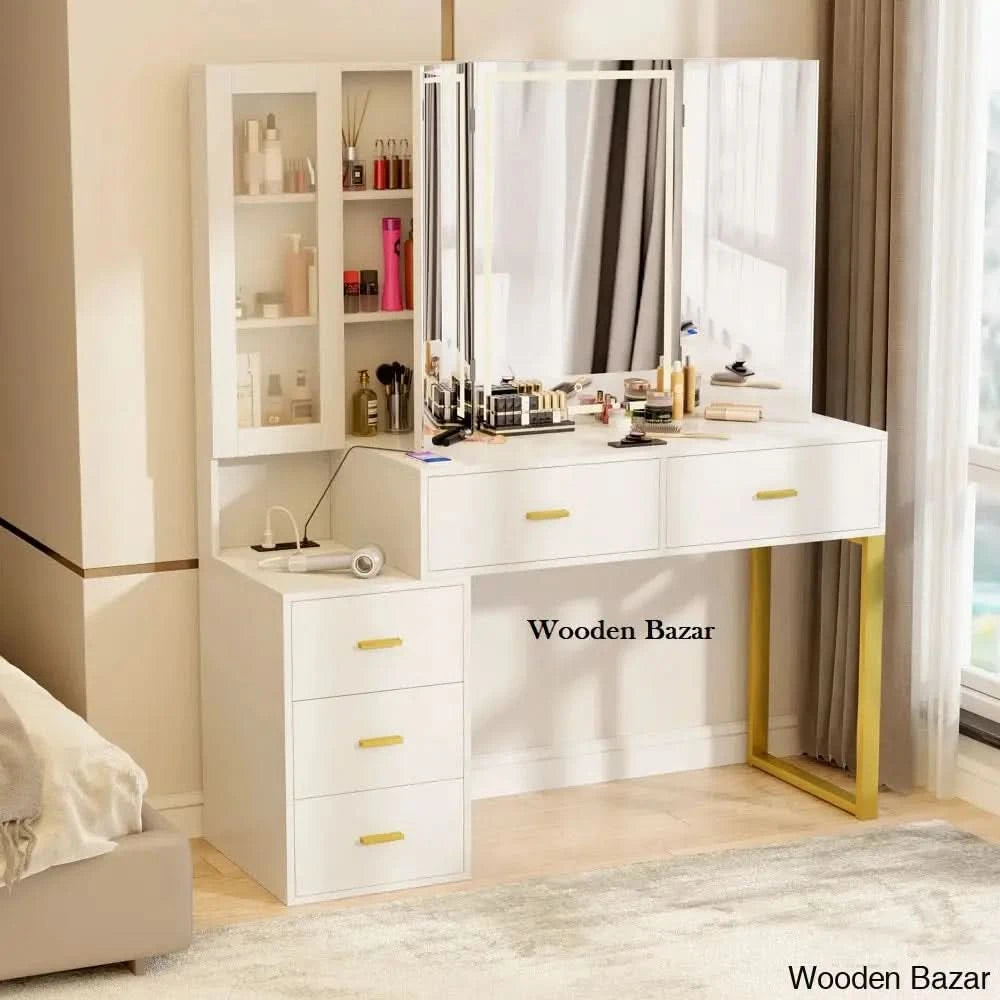 Glenisha Vanity Dressing Table With Lighted Mirror