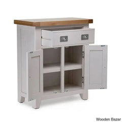 Granded Solid Wood Small Cabinet With 2 Door 1 Drawer - Wooden Bazar