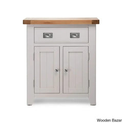 Granded Solid Wood Small Cabinet With 2 Door 1 Drawer - Wooden Bazar Gray