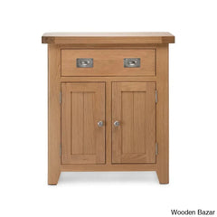 Granded Solid Wood Small Cabinet With 2 Door 1 Drawer - Wooden Bazar Natural