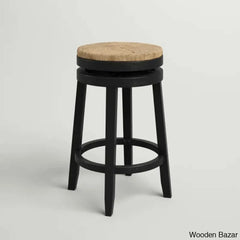 Granvillev Swivel Solid Wood Woven Seat Bar & Counter Stool