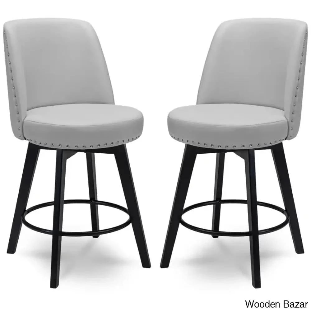 Griggstownz Swivel Upholstered 26’’ Counter Stool (Set Of 2) Light Gray