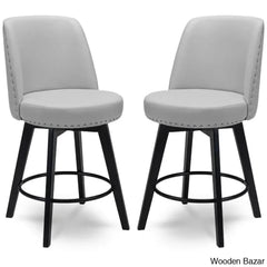 Griggstownz Swivel Upholstered 26’’ Counter Stool (Set Of 2) Light Gray