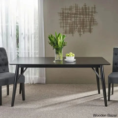 Grove New Exotic Teak Wood Dining Table For 6 - Wooden Bazar Black