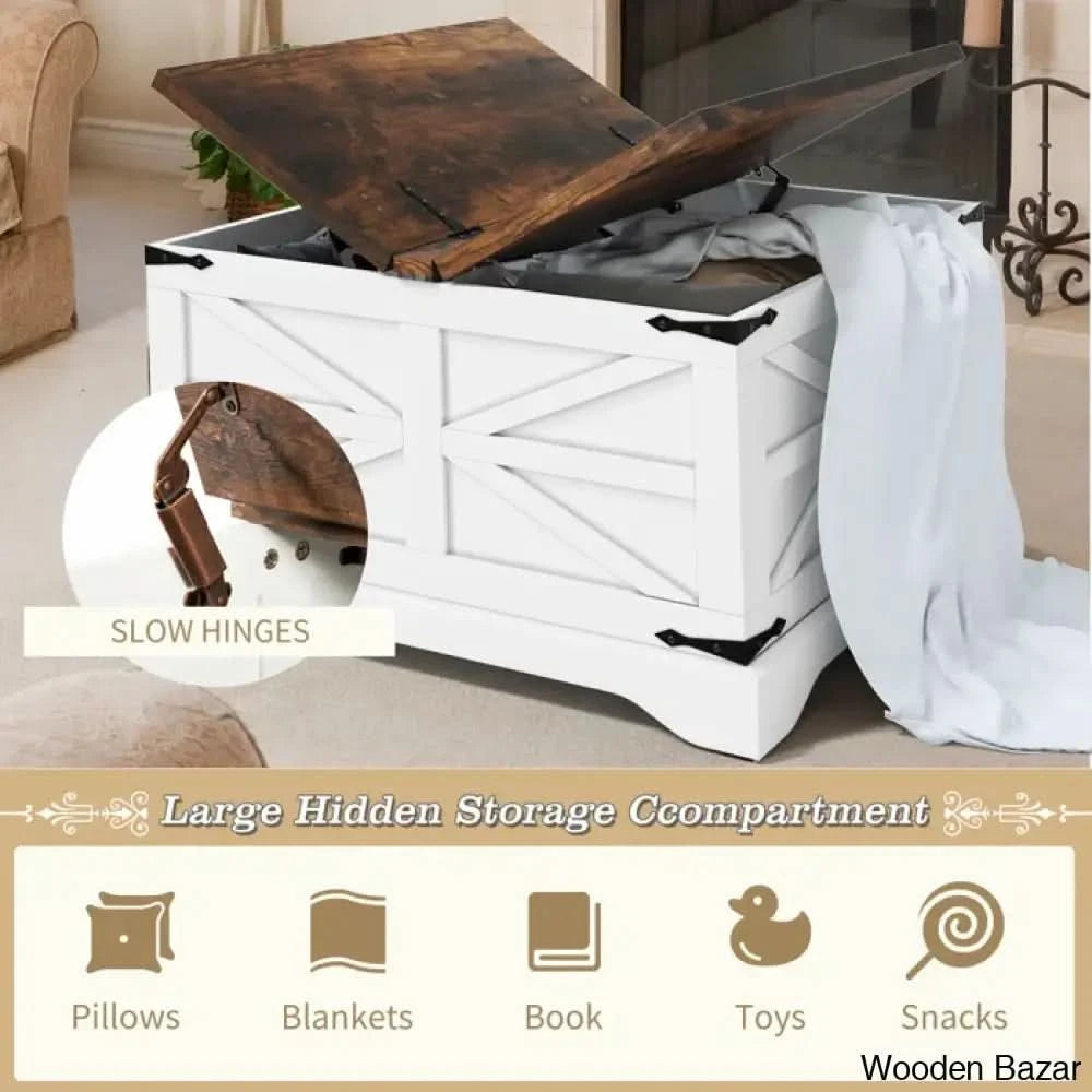 Gulkish Farmhouse Square Storage Coffee And Center Table With Hinged Lift Top For Living Room