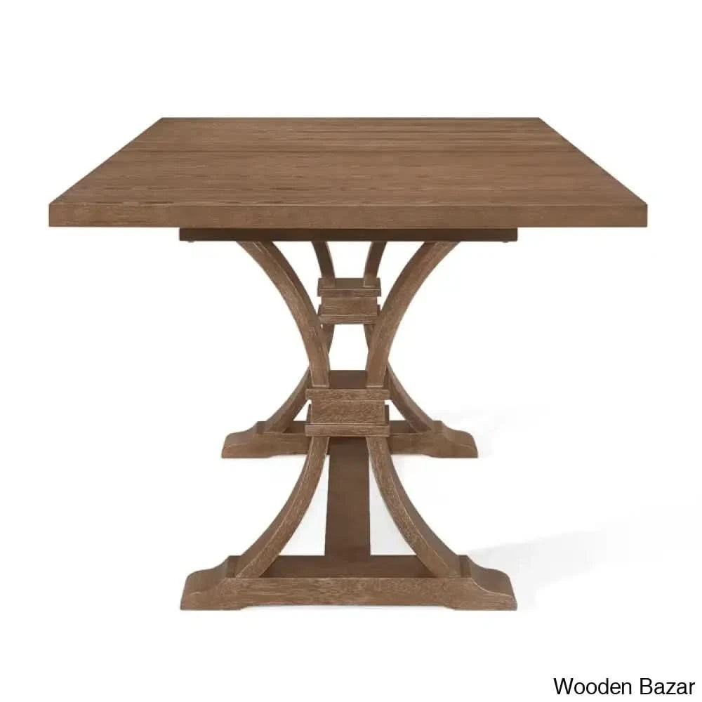 Hadden 6 Seater Wooden Solid Wood Trestle Dining Set