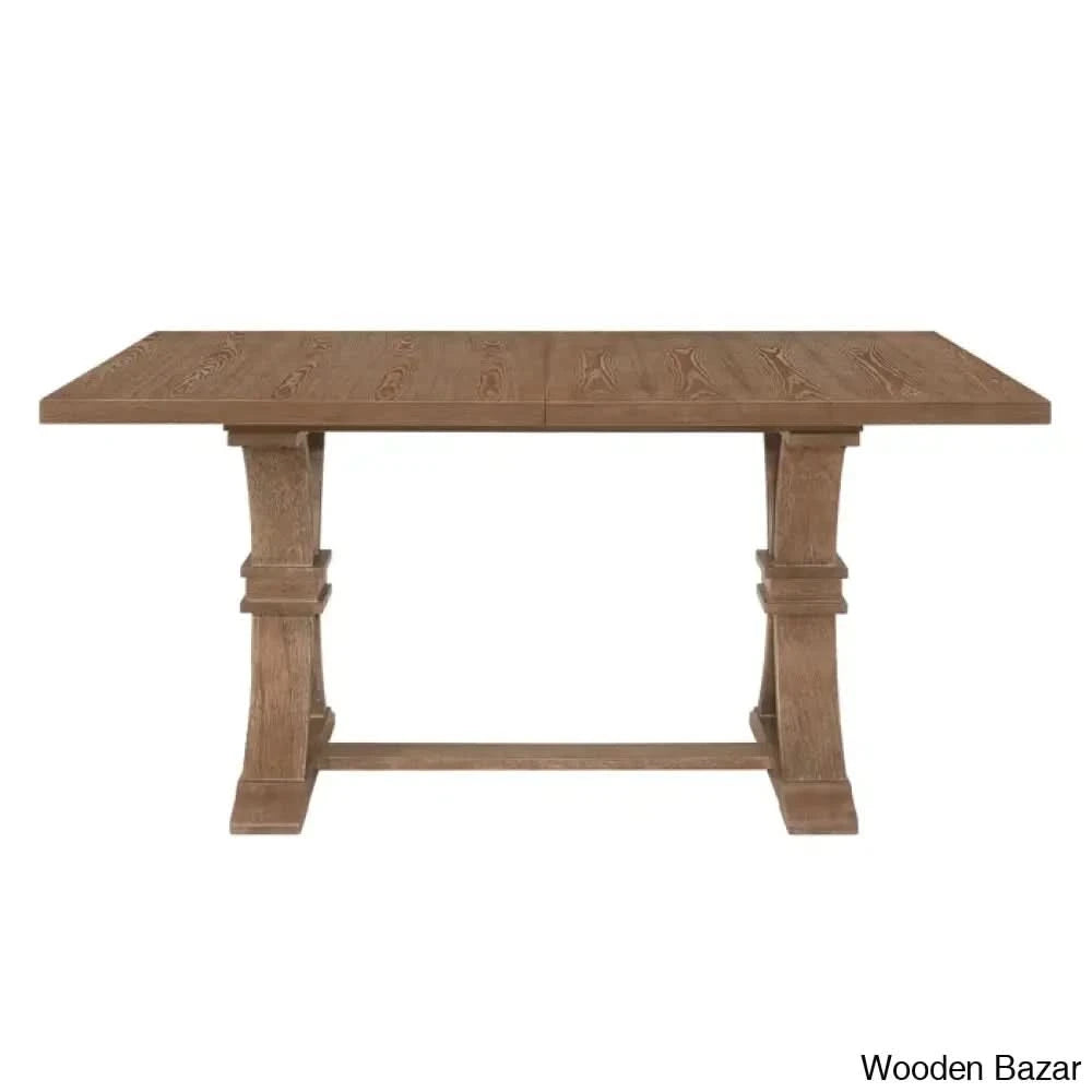 Hadden 6 Seater Wooden Solid Wood Trestle Dining Set