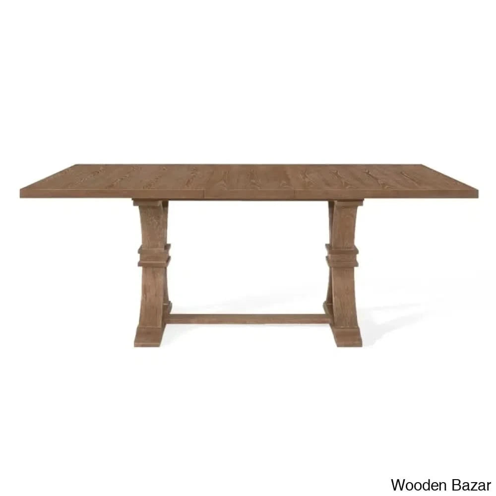 Hadden 6 Seater Wooden Solid Wood Trestle Dining Set