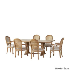 Hadden 6 Seater Wooden Solid Wood Trestle Dining Set