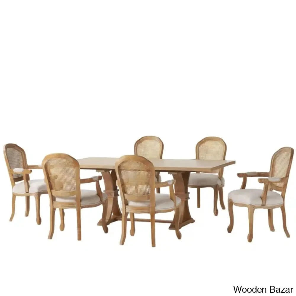 Hadden 6 Seater Wooden Solid Wood Trestle Dining Set