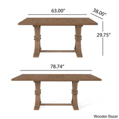 Hadden 6 Seater Wooden Solid Wood Trestle Dining Set