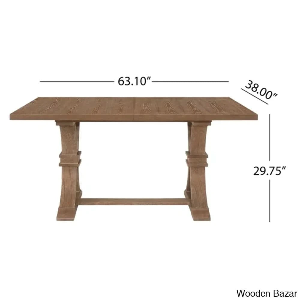 Hadden 6 Seater Wooden Solid Wood Trestle Dining Set