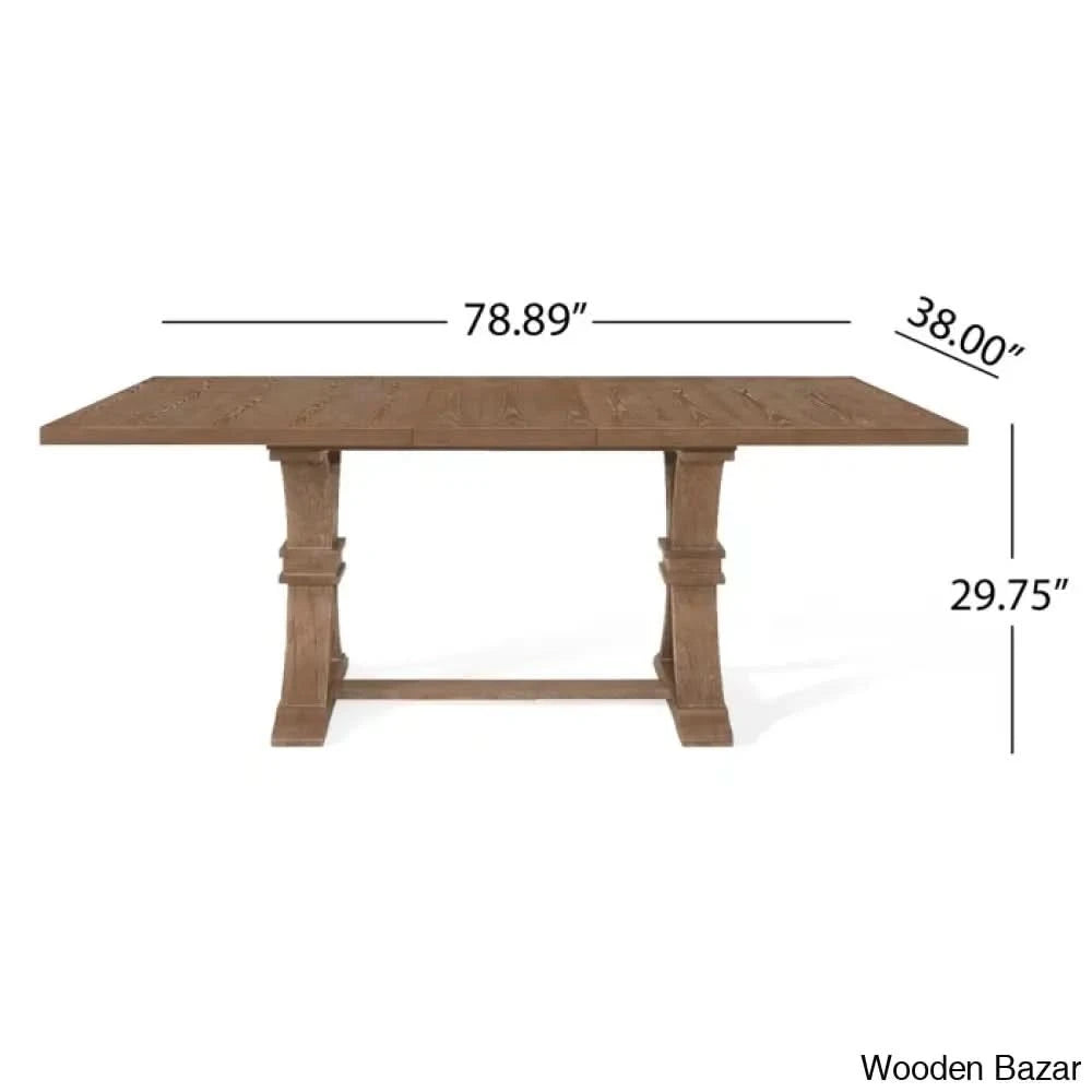 Hadden 6 Seater Wooden Solid Wood Trestle Dining Set