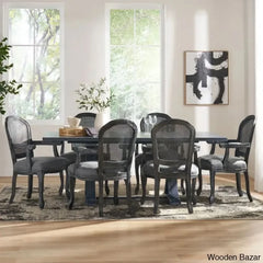 Hadden 6 Seater Wooden Solid Wood Trestle Dining Set Gray