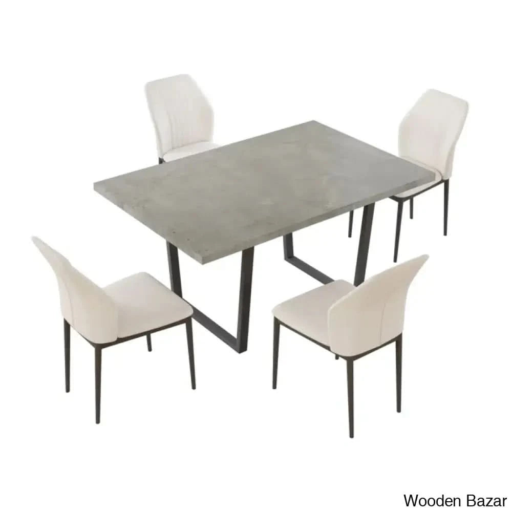 Hardian 4 Seater Rectangular Dining Table Set With Chairs For Kitchen Room