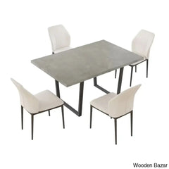 Hardian 4 Seater Rectangular Dining Table Set With Chairs For Kitchen Room