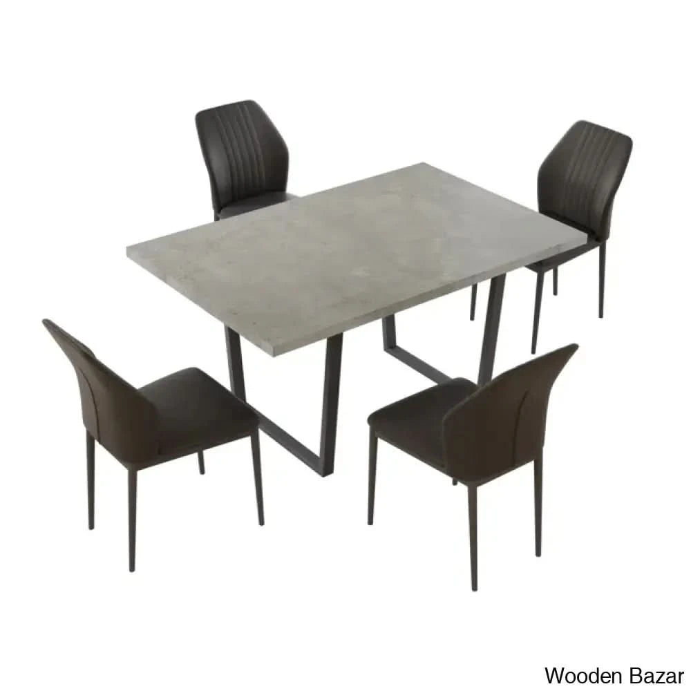 Hardian 4 Seater Rectangular Dining Table Set With Chairs For Kitchen Room