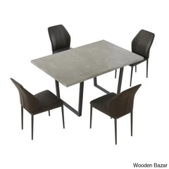 Hardian 4 Seater Rectangular Dining Table Set With Chairs For Kitchen Room