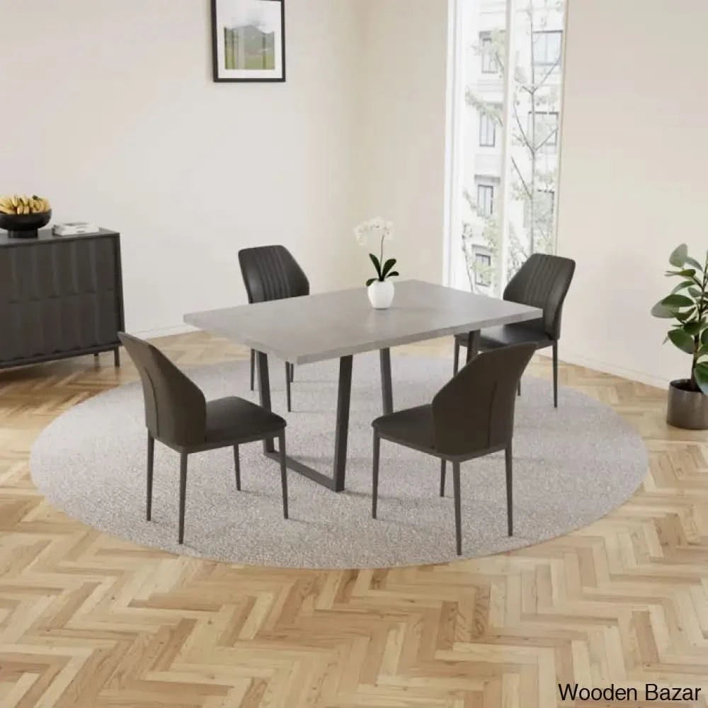 Hardian 4 Seater Rectangular Dining Table Set With Chairs For Kitchen Room