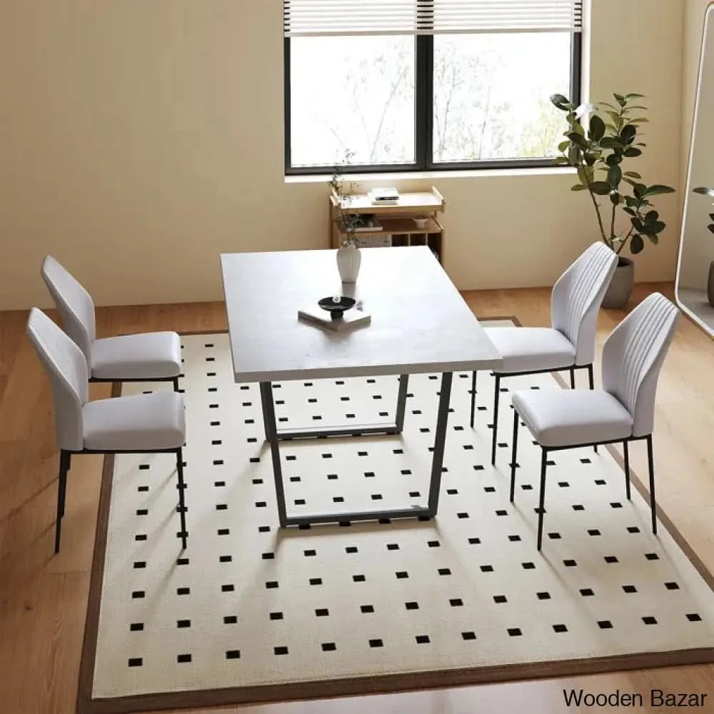 Hardian 4 Seater Rectangular Dining Table Set With Chairs For Kitchen Room