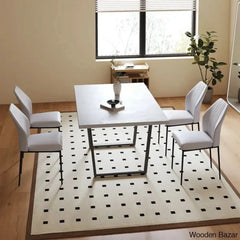Hardian 4 Seater Rectangular Dining Table Set With Chairs For Kitchen Room