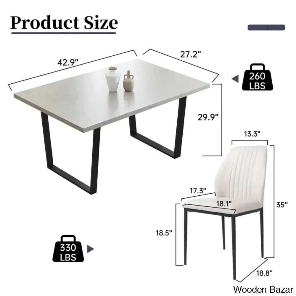 Hardian 4 Seater Rectangular Dining Table Set With Chairs For Kitchen Room
